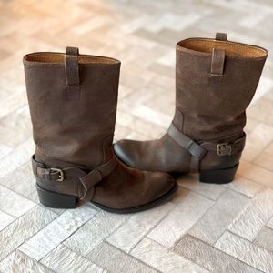 RALPH LAUREN Distressed Brown Suede Boots